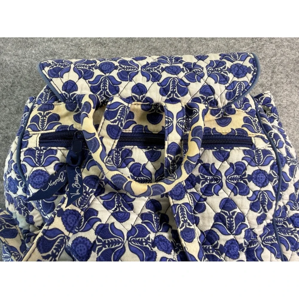 Vera Bradley Backpack Quilted Drawstring Cobalt Tile Lighten Up Summer 2016